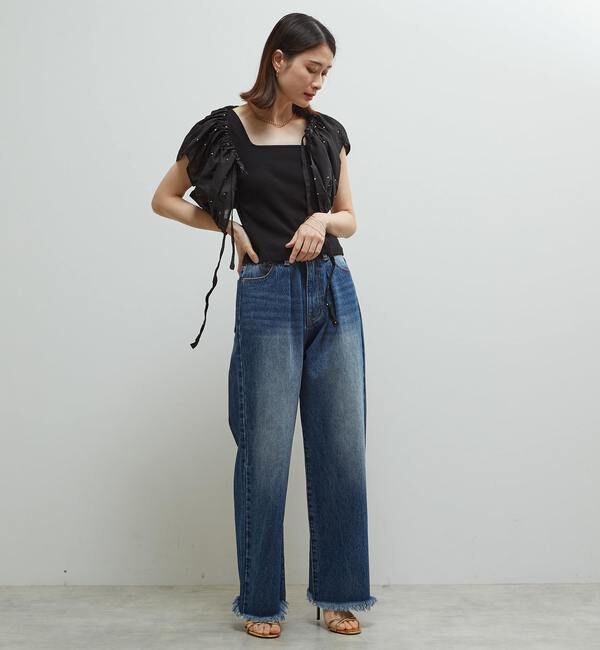 Soffitto「インド綿ドット刺繍ギャザーボレロブラウス」|カーディガン|