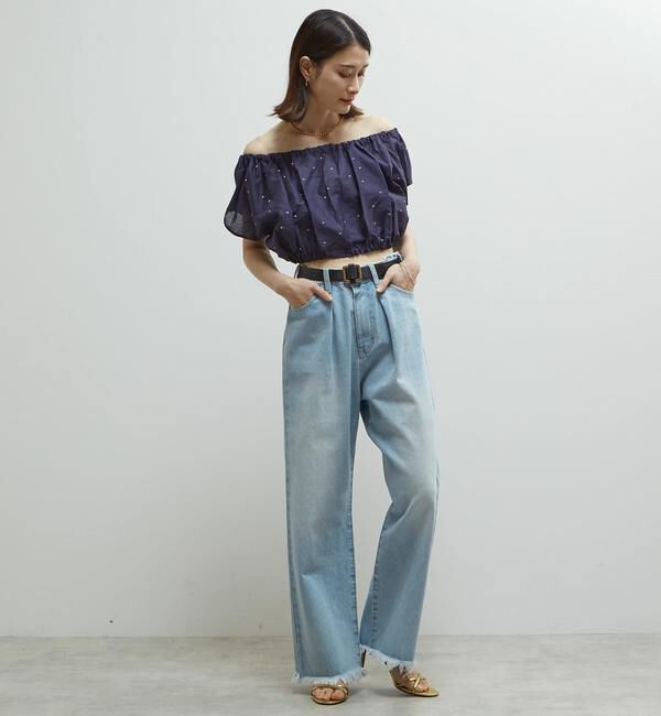 Soffitto「インド綿ドット刺繍ギャザーボレロブラウス」|カーディガン|