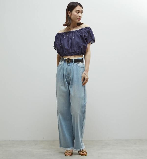 Soffitto「インド綿ドット刺繍ギャザーボレロブラウス」|カーディガン|