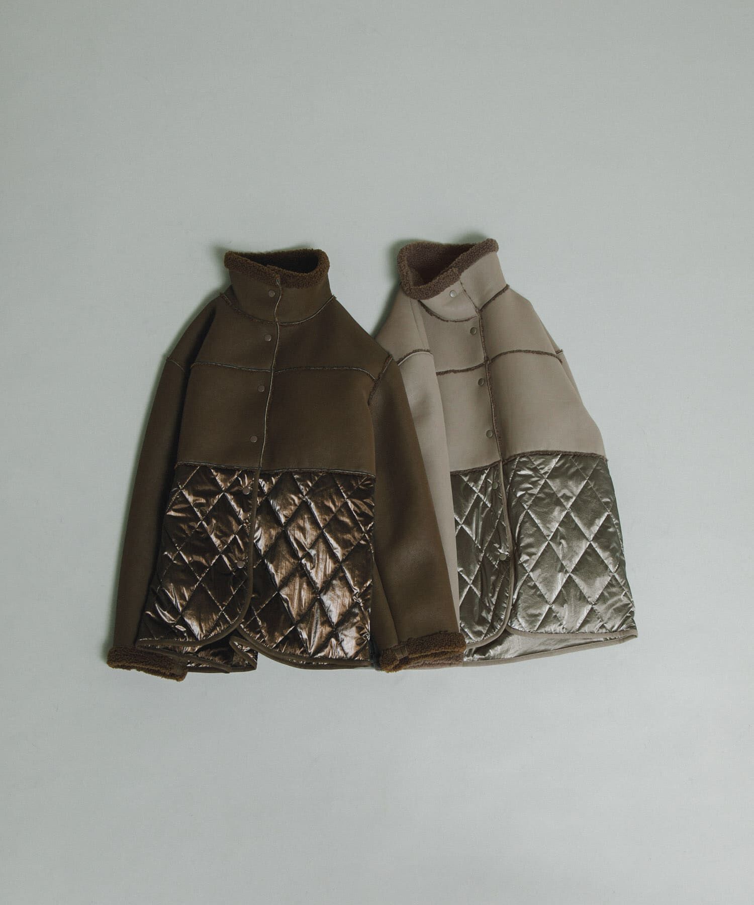 LAATO「boa quilt outer」|ノーカラーコート|