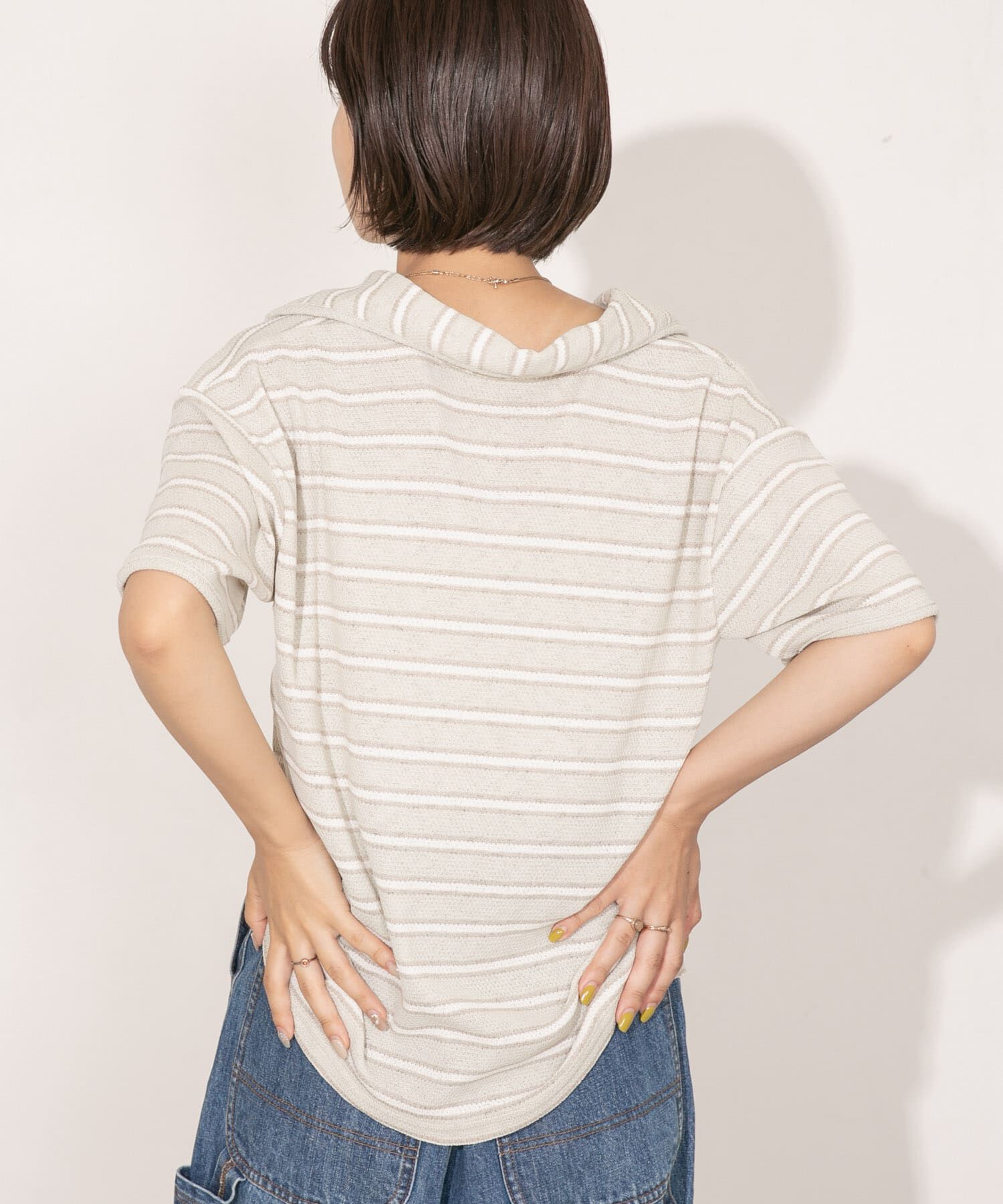  「Vネックボーダープルオーバー」|Tシャツ・カットソー|