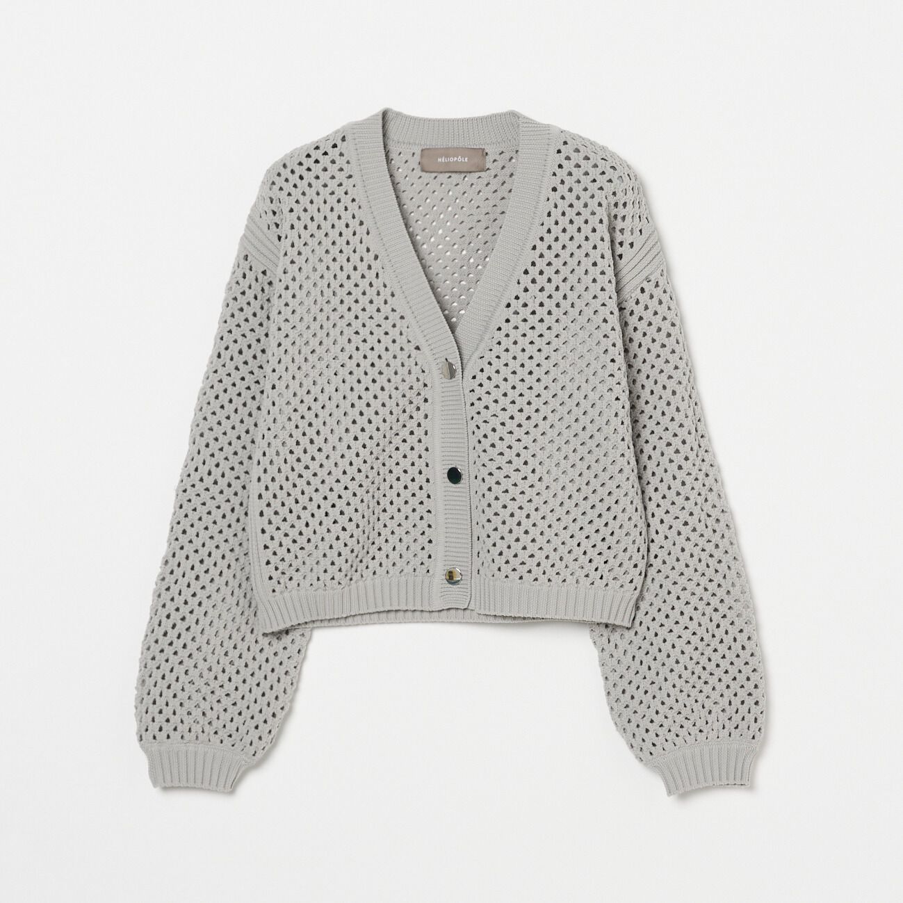 HELIOPOLE「HELIOPOLE EYELET KNIT V NECK CARDIGAN」|ニット・セーター|ミディアムグレー
