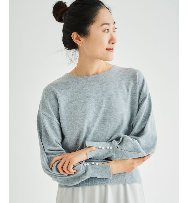 le.coeur blanc「パールスリーブニットプルオーバー」|ニット・セーター|