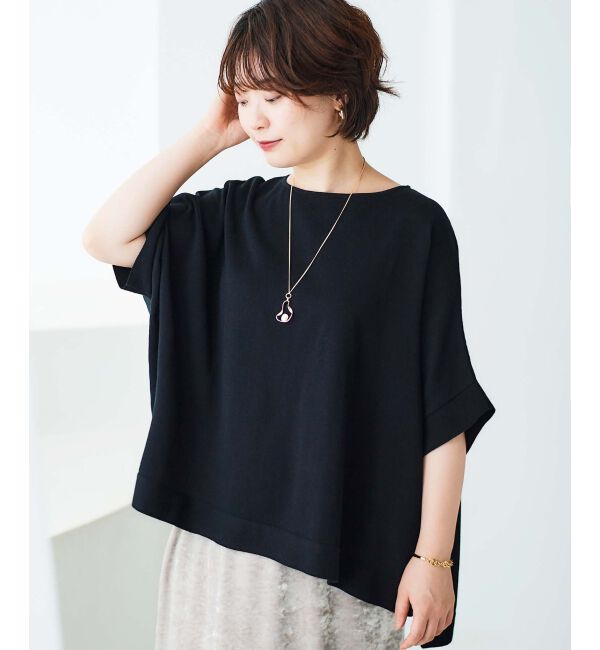 le.coeur blanc「《手洗い可能》ギマコットンワイドシルエットプルオーバー」|ニット・セーター|ブラック