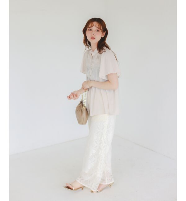  「パウダーサテンシャーリングフレンチブラウス」|シャツ・ブラウス|