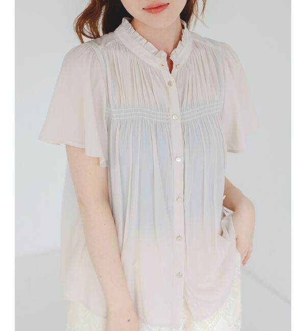  「パウダーサテンシャーリングフレンチブラウス」|シャツ・ブラウス|