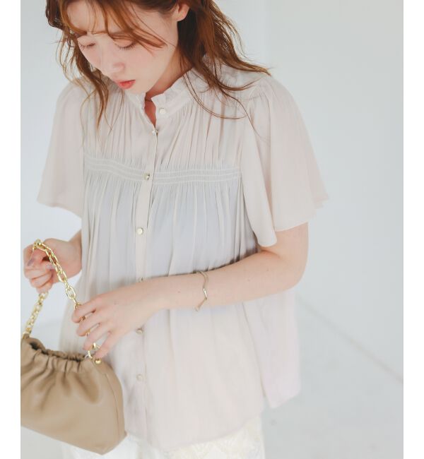  「パウダーサテンシャーリングフレンチブラウス」|シャツ・ブラウス|