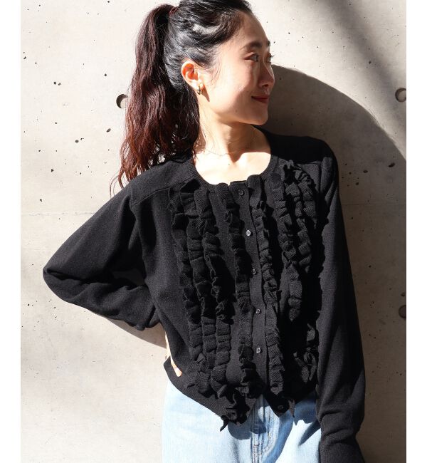  「フロントフリルニットカーデ」|カーディガン|