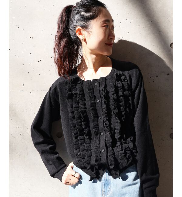  「フロントフリルニットカーデ」|カーディガン|