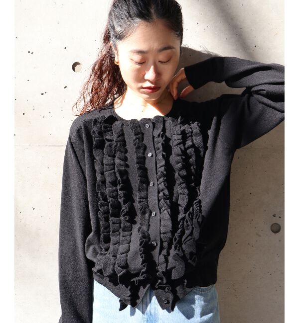  「フロントフリルニットカーデ」|カーディガン|