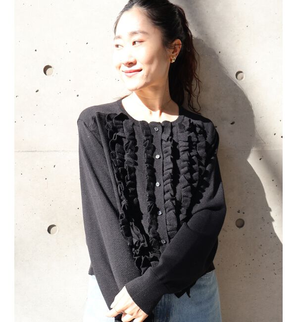  「フロントフリルニットカーデ」|カーディガン|
