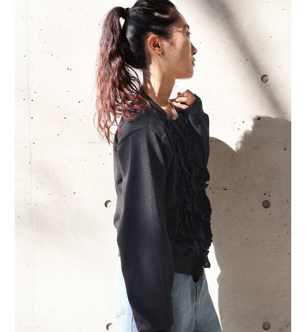  「フロントフリルニットカーデ」|カーディガン|