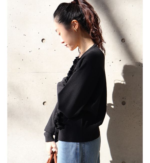  「フロントフリルニットカーデ」|カーディガン|