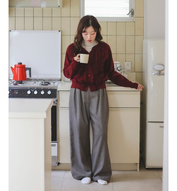  「フロントフリルニットカーデ」|カーディガン|