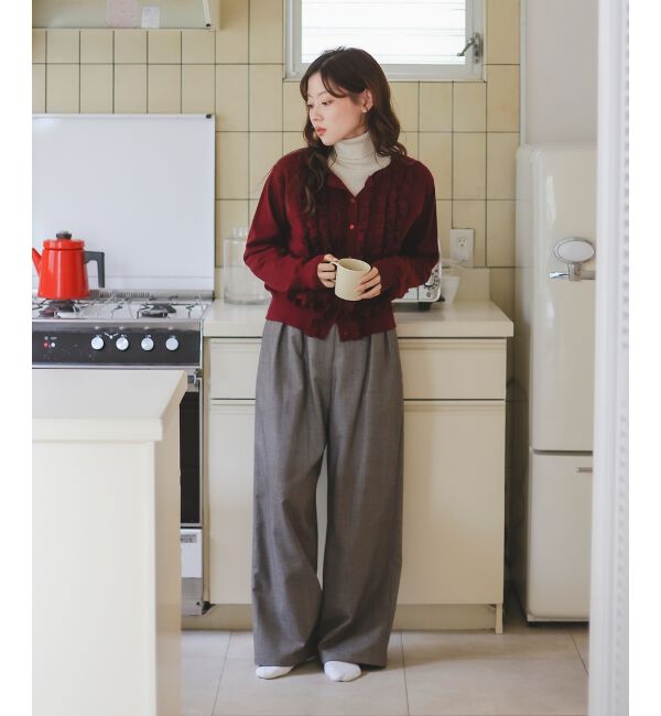  「フロントフリルニットカーデ」|カーディガン|