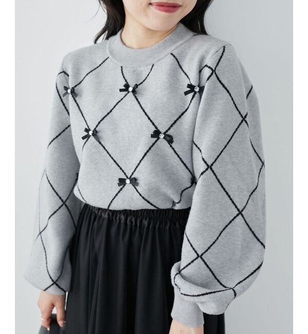 MAJESTICLEGON「プチリボンビジューニット」|ニット・セーター|