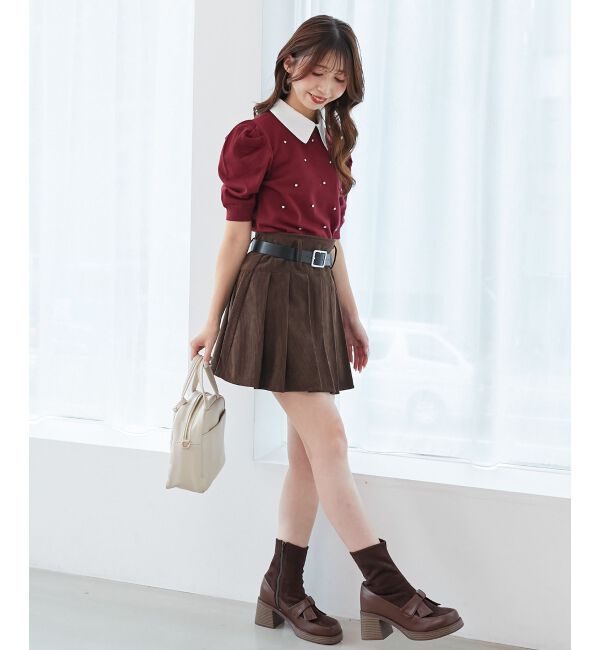  「2way襟付きビジューニット」|ニット・セーター|