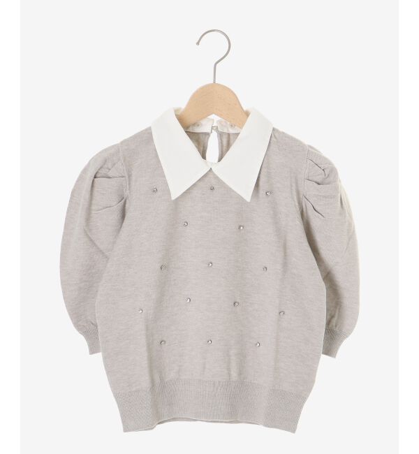  「2way襟付きビジューニット」|ニット・セーター|
