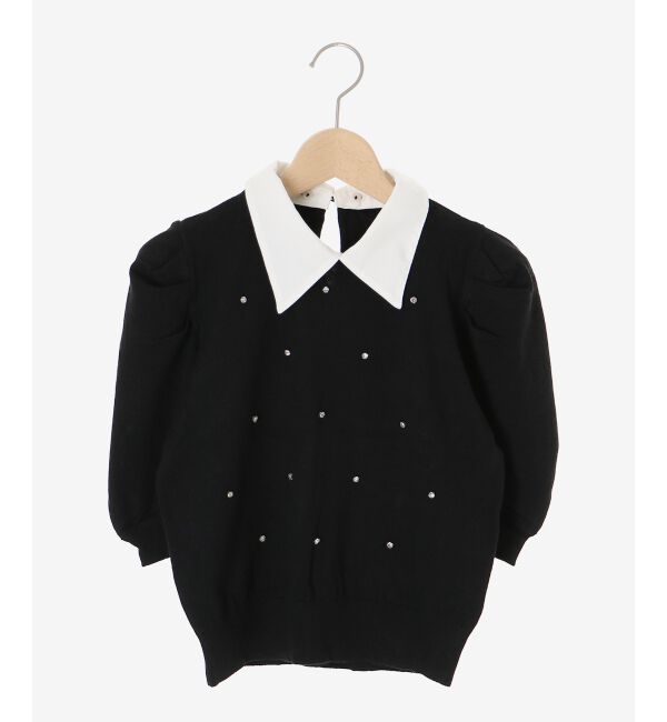  「2way襟付きビジューニット」|ニット・セーター|
