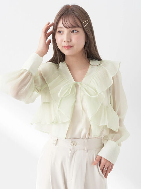earth music&ecology「フリルシアーブラウス」|シャツ・ブラウス|Green