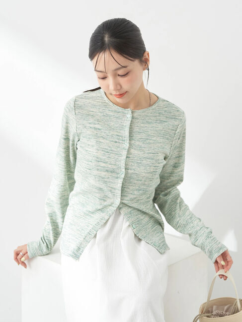 earth music&ecology「メランジリブカーディガン」|カーディガン|Green