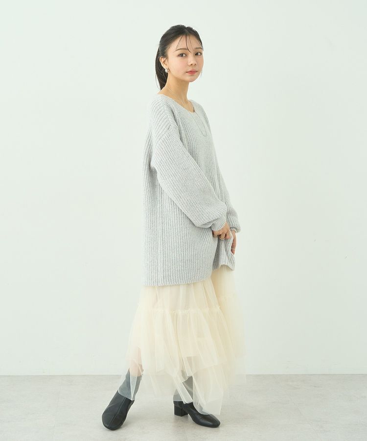 earth music&ecology「イレギュラーヘム段々チュールスカート」|フレア|