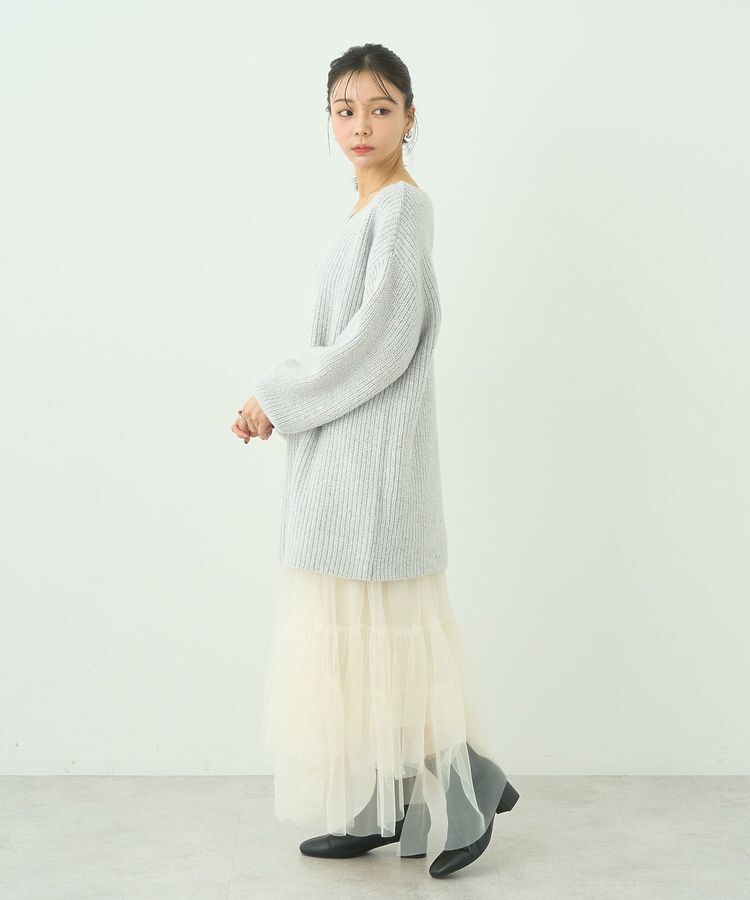 earth music&ecology「イレギュラーヘム段々チュールスカート」|フレア|