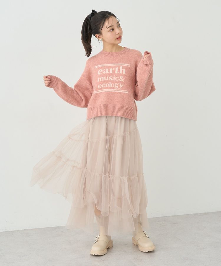 earth music&ecology「イレギュラーヘム段々チュールスカート」|フレア|