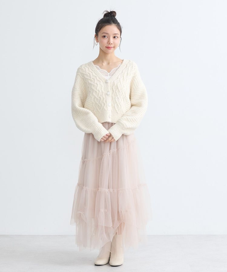 earth music&ecology「イレギュラーヘム段々チュールスカート」|フレア|