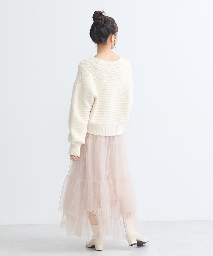 earth music&ecology「イレギュラーヘム段々チュールスカート」|フレア|