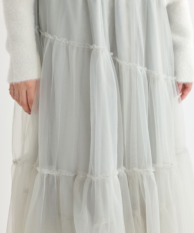 earth music&ecology「イレギュラーヘム段々チュールスカート」|フレア|
