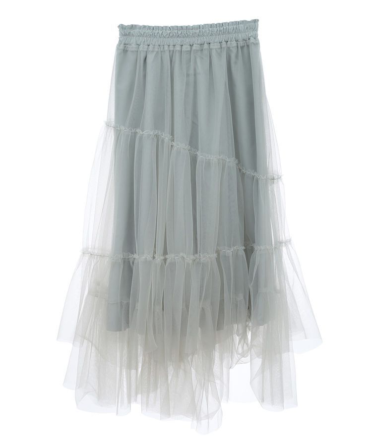 earth music&ecology「イレギュラーヘム段々チュールスカート」|フレア|