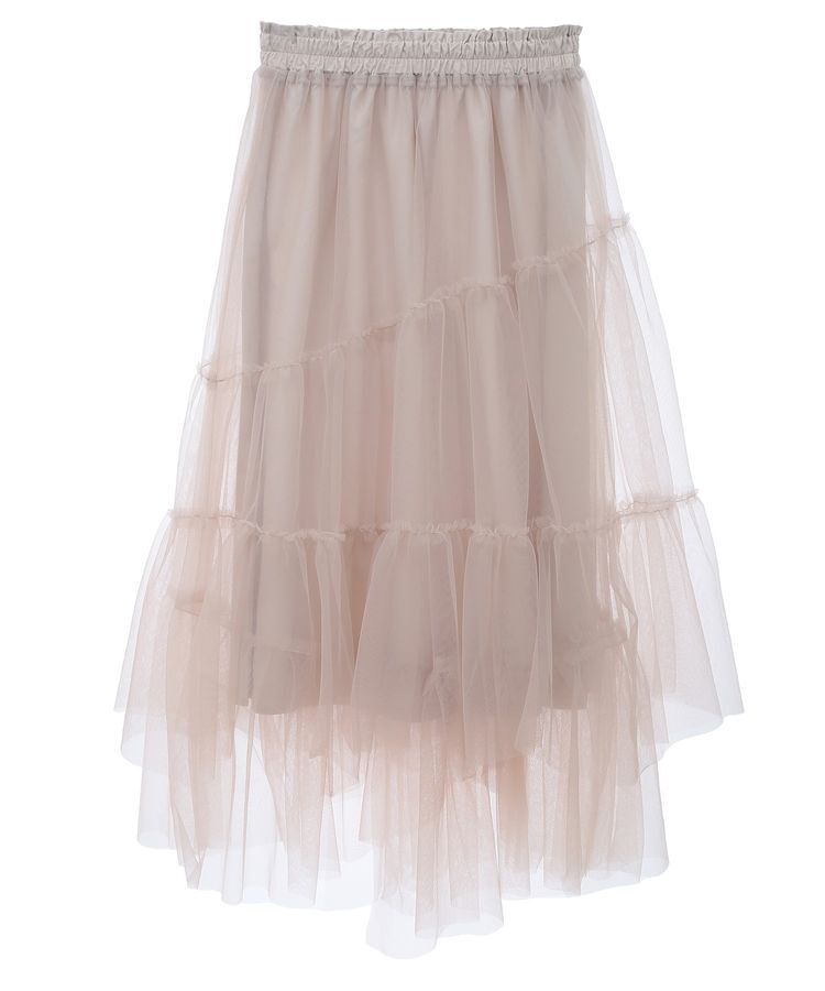 earth music&ecology「イレギュラーヘム段々チュールスカート」|フレア|