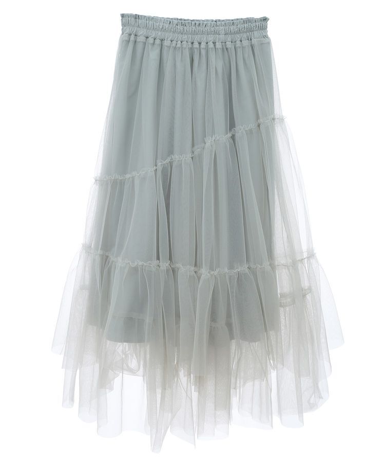 earth music&ecology「イレギュラーヘム段々チュールスカート」|フレア|