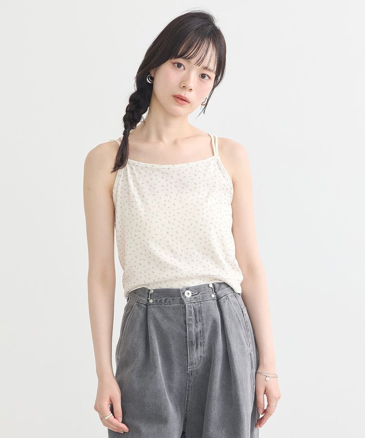earth music&ecology「ダブルストラップパターンメッシュキャミソール」|キャミソール|