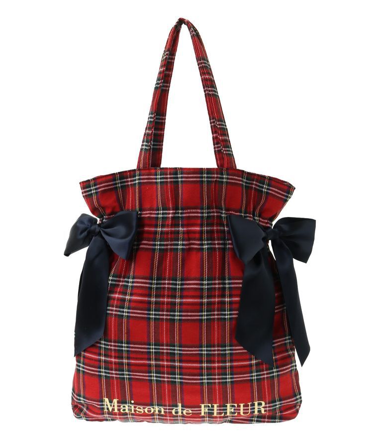 Maison de FLEUR「チェックダブルリボンギャザートートバッグ」|トートバッグ|