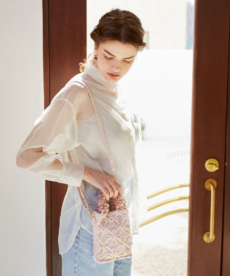 Maison de FLEUR「チュールフラワーフリルミニショルダートートバッグ」|トートバッグ|