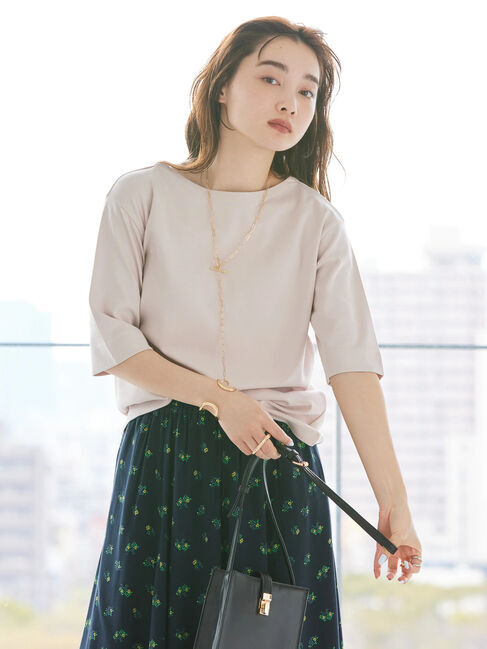 AMERICAN HOLIC「5分袖ボートネックカットプルオーバー」|Tシャツ・カットソー|ピンク