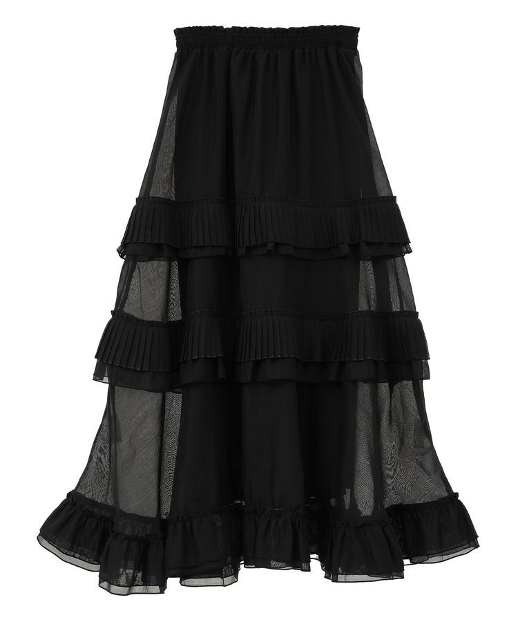 Green Parks「・ELENCARE DUE プリーツフリルシアースカート」|フレア|