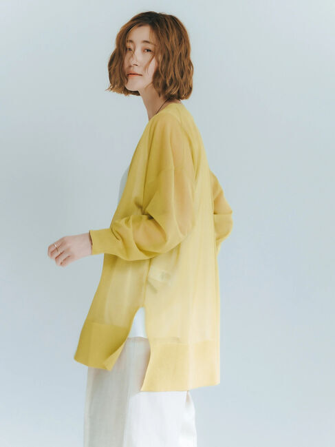 YECCA VECCA「シアーニットミドル丈カーディガン」|カーディガン|