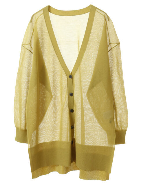 YECCA VECCA「シアーニットミドル丈カーディガン」|カーディガン|