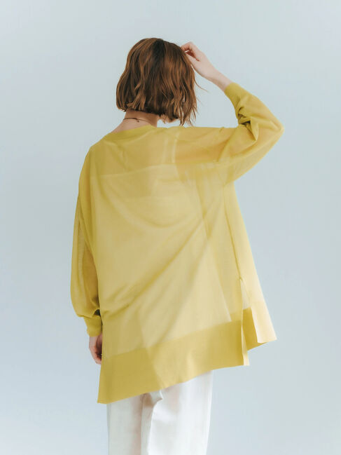 YECCA VECCA「シアーニットミドル丈カーディガン」|カーディガン|