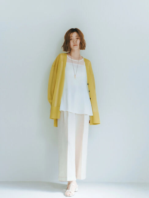 YECCA VECCA「シアーニットミドル丈カーディガン」|カーディガン|