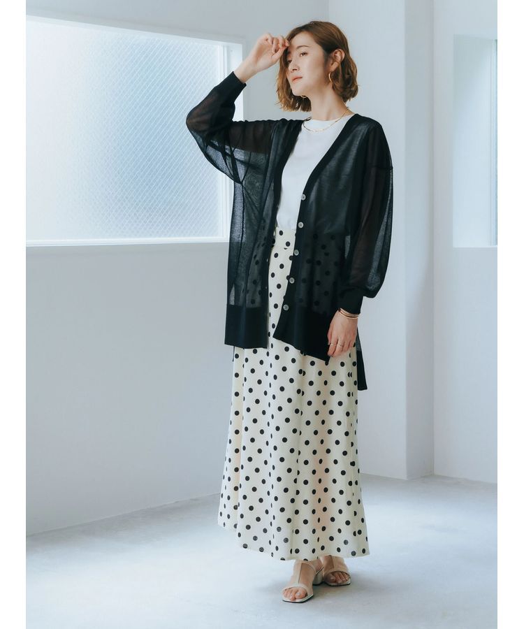 YECCA VECCA「シアーニットミドル丈カーディガン」|カーディガン|