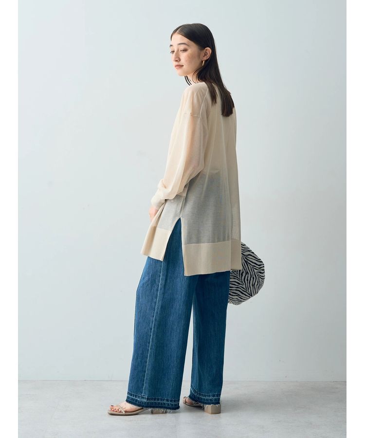 YECCA VECCA「シアーニットミドル丈カーディガン」|カーディガン|