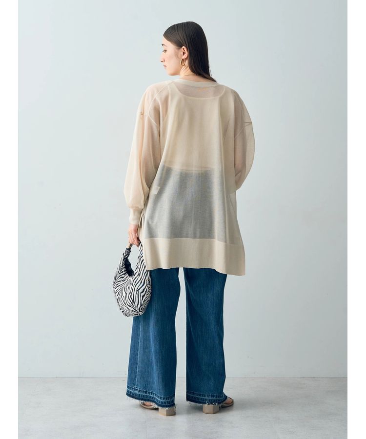 YECCA VECCA「シアーニットミドル丈カーディガン」|カーディガン|