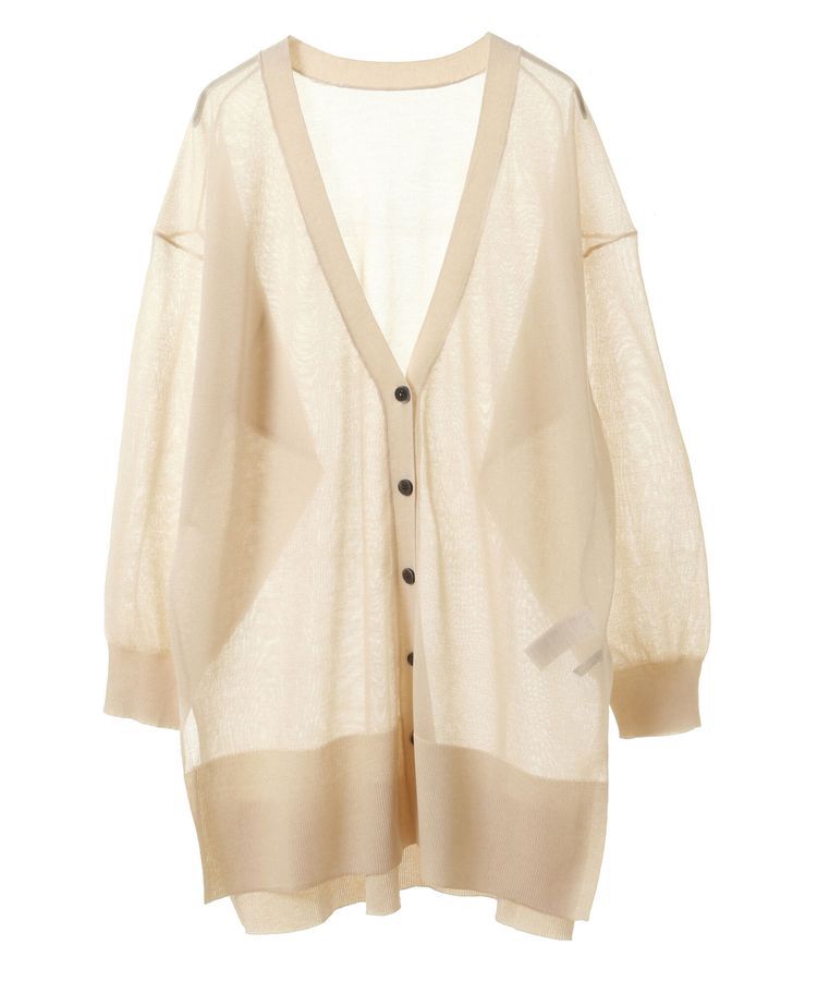 YECCA VECCA「シアーニットミドル丈カーディガン」|カーディガン|