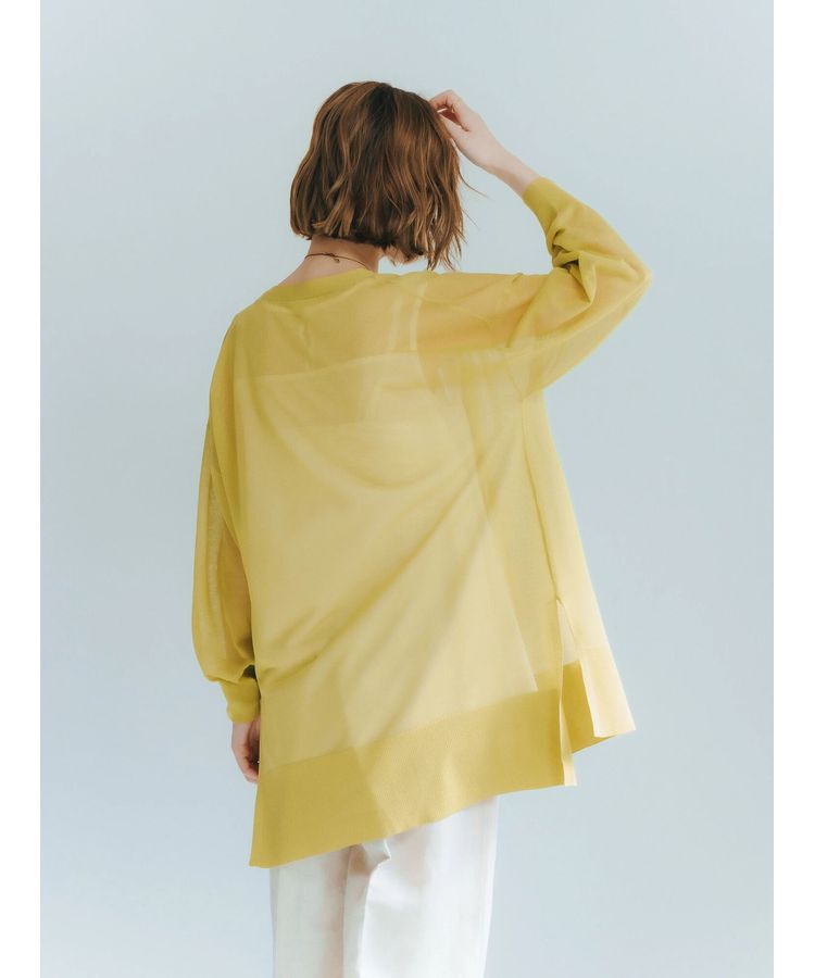 YECCA VECCA「シアーニットミドル丈カーディガン」|カーディガン|