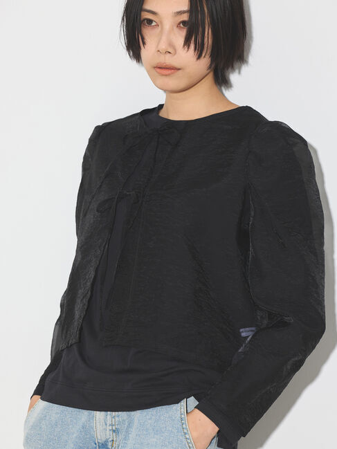 GARAGE OF GOOD CLOTHING「リボン付きパフスリーブブラウス」|シャツ・ブラウス|