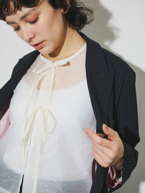 GARAGE OF GOOD CLOTHING「リボン付きパフスリーブブラウス」|シャツ・ブラウス|
